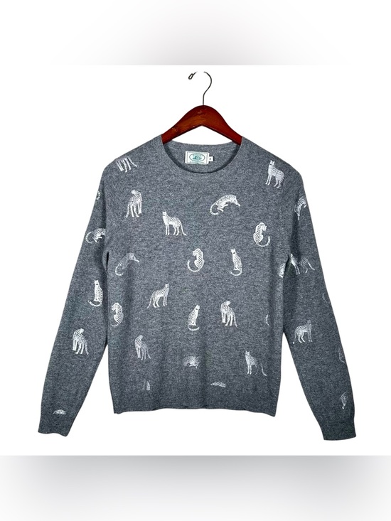 Vintage Sweaters - VINTAGE Cashmere Cheetah Graphic Printed Sweater
